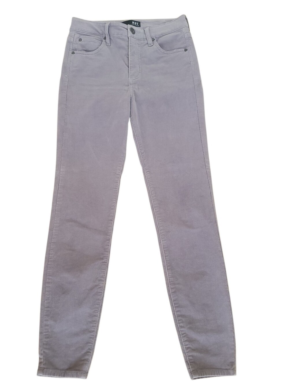 KUT from the Kloth Women's Size 0 Gray Diana Fab Ab High-Wasted Corduroy Pants